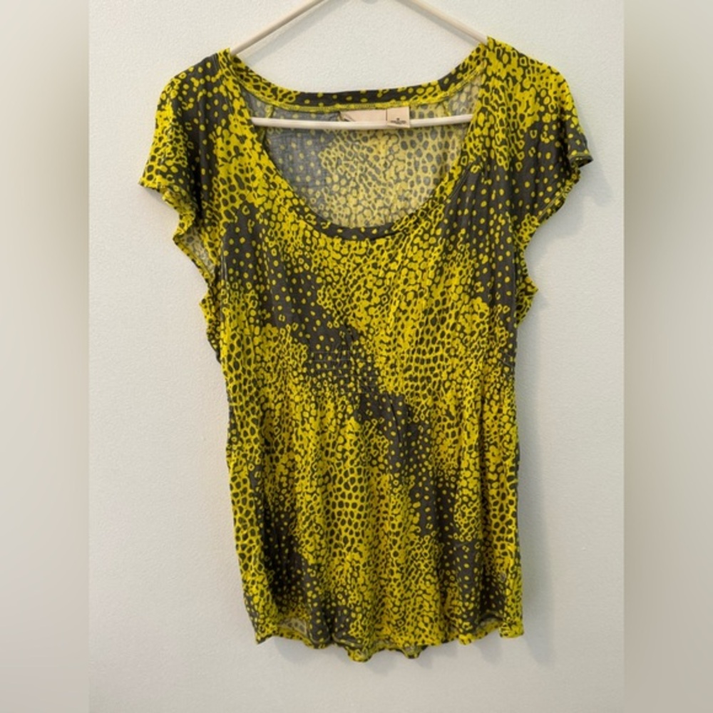 DKNY Yellow and Black Patterned Blouse